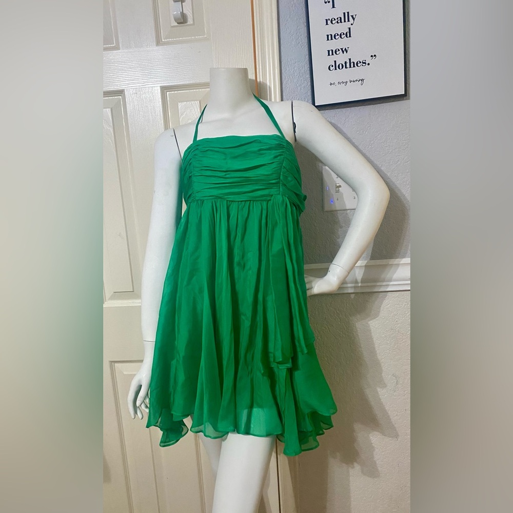 Alice+Olivia silk halter dress in an Emerald green size S